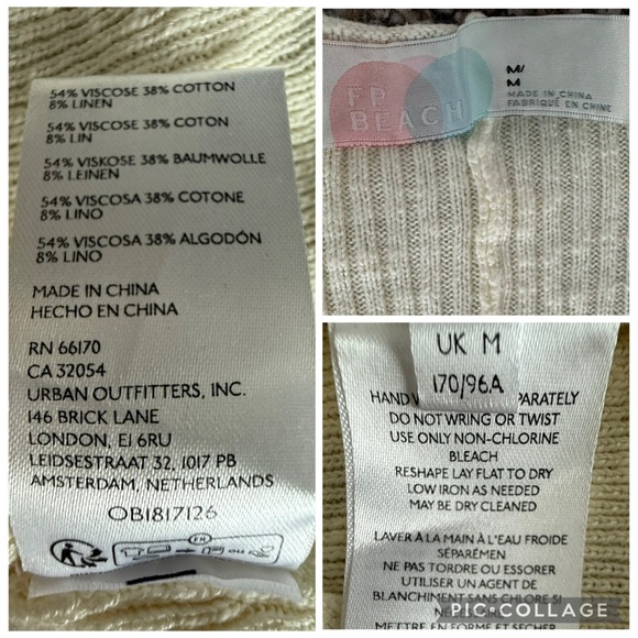 Free People Beach Jaclyn Sweater Top Oversized Casual Deep Neckline Cream Medium - Picture 8 of 9